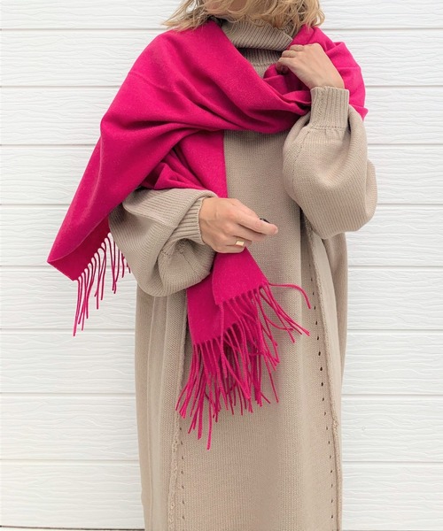 Q（キュー）の「カシミヤストール（ストール/ショール・レディース・ブラック/ベージュ/ピンク/ベージュ系その他/ブルー系その他・ONE SIZE）」の6枚目の写真