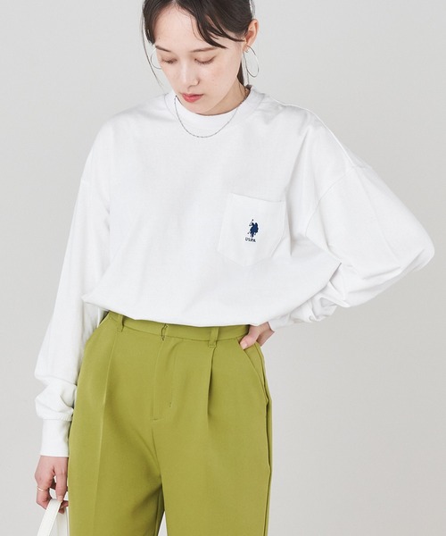 U.S. POLO ASSN. ポニーロゴ刺繍 胸元ポケット付 ロングTシャツ MONO-MART tシャツ U.S. POLO ASSN. /ユーエスポロアッスン 別注