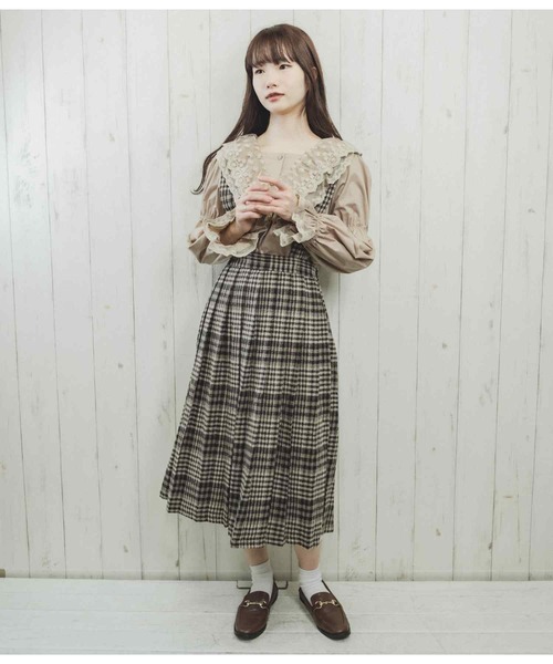 Clice de Paris(クリシェドゥパリス)の「K/チェックプリーツスカート(スカート・レディース・グレー/ベージュ・ONESIZE)」の3枚目の写真