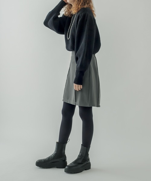 mystic(ミスティック)の「畦切り替えパフニット(ニット/セーター・レディース・ブラック/ベージュ/オフホワイト/ブルー・FREE)」の9枚目の写真