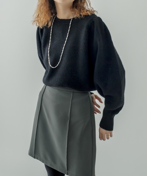 mystic(ミスティック)の「畦切り替えパフニット(ニット/セーター・レディース・ブラック/ベージュ/オフホワイト/ブルー・FREE)」の18枚目の写真