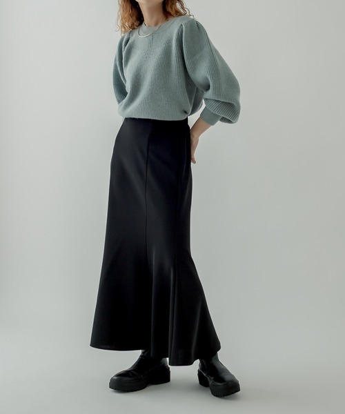 mystic(ミスティック)の「畦切り替えパフニット(ニット/セーター・レディース・ブラック/ベージュ/オフホワイト/ブルー・FREE)」の14枚目の写真