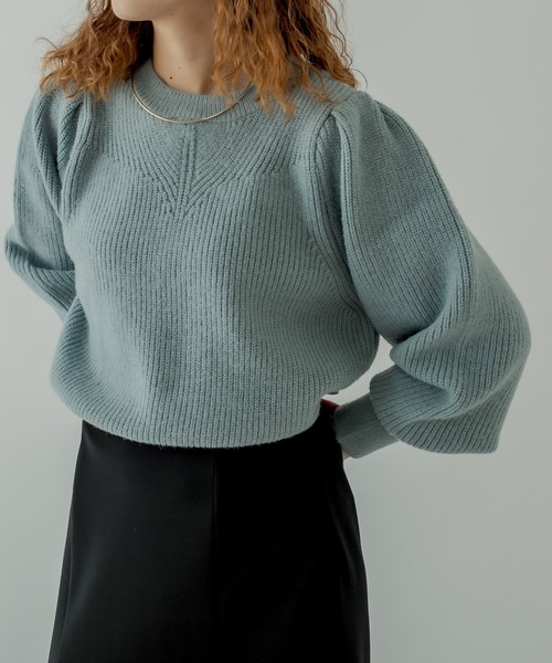 mystic(ミスティック)の「畦切り替えパフニット(ニット/セーター・レディース・ブラック/ベージュ/オフホワイト/ブルー・FREE)」の19枚目の写真