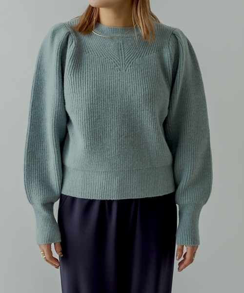 mystic(ミスティック)の「畦切り替えパフニット(ニット/セーター・レディース・ブラック/ベージュ/オフホワイト/ブルー・FREE)」の22枚目の写真