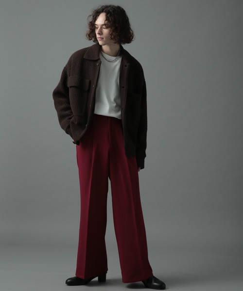 HARE(ハレ)の「ワイドフレアパンツ(HARE)(スラックス・メンズ・ブラック/チャコールグレー/パープル/レッド・SMALL/MEDIUM)」の11枚目の写真