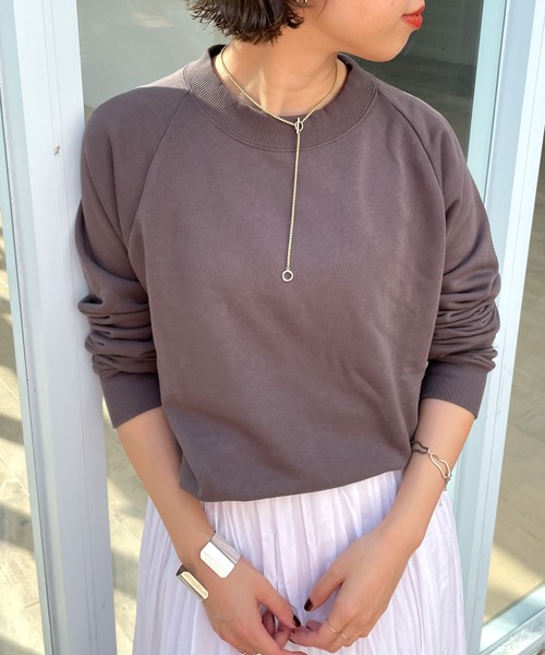 Omekashi（オメカシ）の「(オーガニックコットン)コンパクトスウェット（スウェット・レディース・チャコールグレー/サックスブルー/ピンク/アイボリー/オフホワイト/ネイビー/ピンク系その他・FREE）」の3枚目の写真