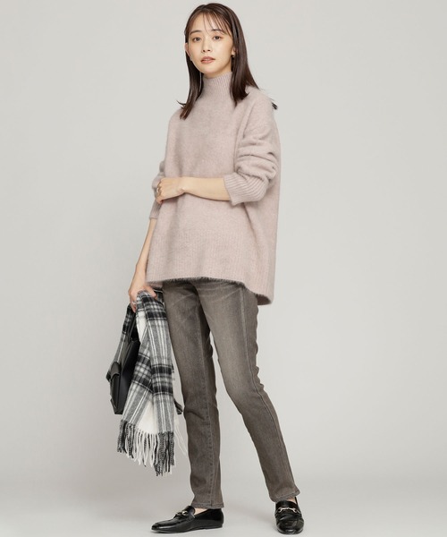 NANO universe（ナノユニバース）の「洗えるフォックス 天竺タートルネックプルオーバー 長袖（ニット/セーター・レディース・ネイビー/オフホワイト/ピンクベージュ・38/36）」の7枚目の写真