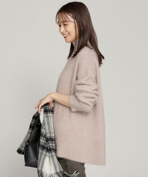 NANO universe（ナノユニバース）の「洗えるフォックス 天竺タートルネックプルオーバー 長袖（ニット/セーター・レディース・ネイビー/オフホワイト/ピンクベージュ・38/36）」の5枚目の写真