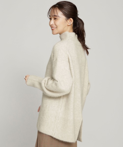 NANO universe（ナノユニバース）の「洗えるフォックス 天竺タートルネックプルオーバー 長袖（ニット/セーター・レディース・ネイビー/オフホワイト/ピンクベージュ・38/36）」の9枚目の写真