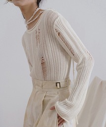 【MURMURMI】Crash ridge crew neck knit chw22s001