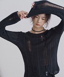 【MURMURMI】Crash ridge crew neck knit chw22s001
