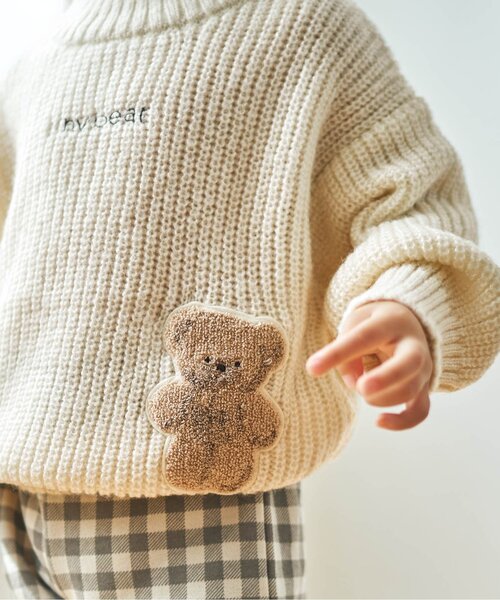 apres les cours（アプレレクール）の「tiny bear アップリケニット（ニット/セーター・キッズ・ベージュ/ブラウン・100/90/120）」の17枚目の写真
