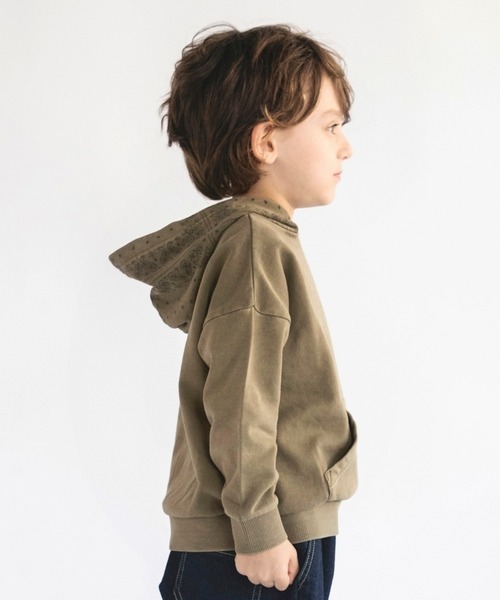 BRANSHES（ブランシェス）の「【バンダナフード】パーカー（パーカー・キッズ・カーキ/チャコールグレー・140/90/110/150/120/100/130）」の9枚目の写真
