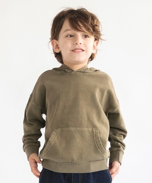 BRANSHES（ブランシェス）の「【バンダナフード】パーカー（パーカー・キッズ・カーキ/チャコールグレー・140/90/110/150/120/100/130）」の4枚目の写真