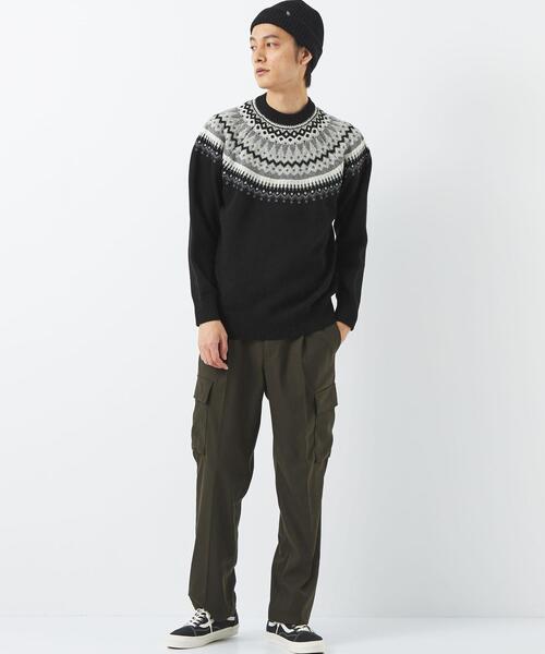 green label relaxing(グリーンレーベルリラクシング)の「求心 ジャカード クルーネック ニット(ニット/セーター・メンズ・ライトグレー/ブラック/イエロー・S/M/L/XL)」の10枚目の写真