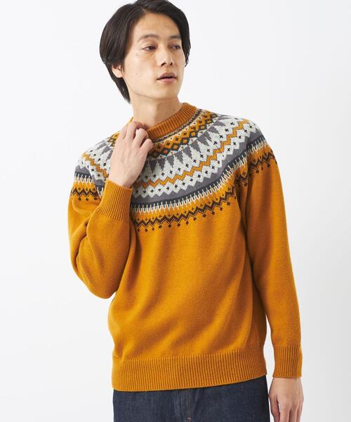 green label relaxing(グリーンレーベルリラクシング)の「求心 ジャカード クルーネック ニット(ニット/セーター・メンズ・ライトグレー/ブラック/イエロー・S/M/L/XL)」の11枚目の写真