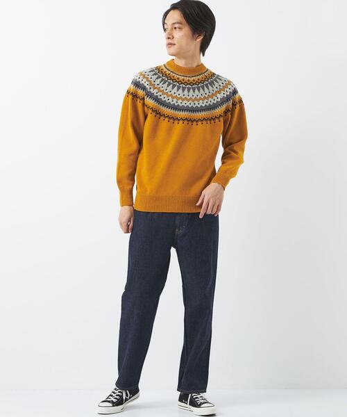 green label relaxing(グリーンレーベルリラクシング)の「求心 ジャカード クルーネック ニット(ニット/セーター・メンズ・ライトグレー/ブラック/イエロー・S/M/L/XL)」の12枚目の写真