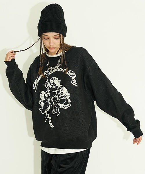 HARSH AND CRUEL(ハーシュアンドクルーエル)の「グラフィック刺繍 ニットセーター HC21AW06【Harsh and Cruel】(ニット/セーター・メンズ・ブラック/ホワイト・L/M/XL/S)」の16枚目の写真