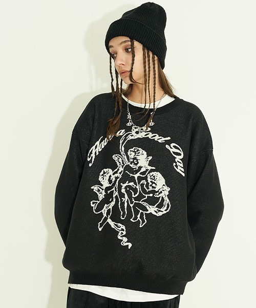 HARSH AND CRUEL(ハーシュアンドクルーエル)の「グラフィック刺繍 ニットセーター HC21AW06【Harsh and Cruel】(ニット/セーター・メンズ・ブラック/ホワイト・L/M/XL/S)」の15枚目の写真