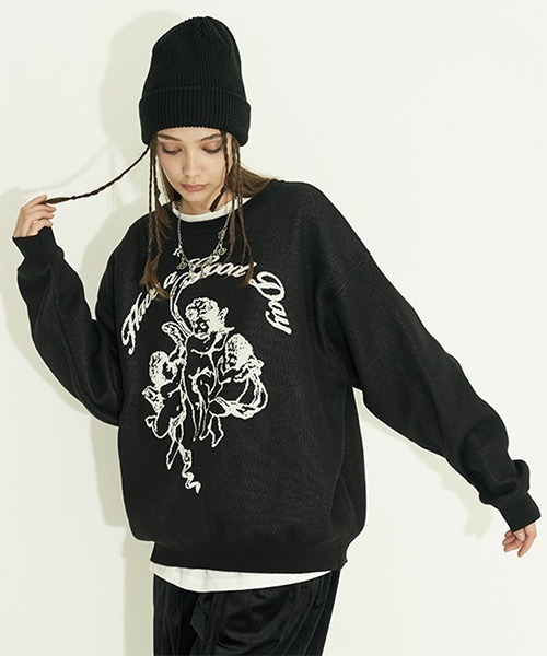 HARSH AND CRUEL(ハーシュアンドクルーエル)の「グラフィック刺繍 ニットセーター HC21AW06【Harsh and Cruel】(ニット/セーター・メンズ・ブラック/ホワイト・L/M/XL/S)」の13枚目の写真