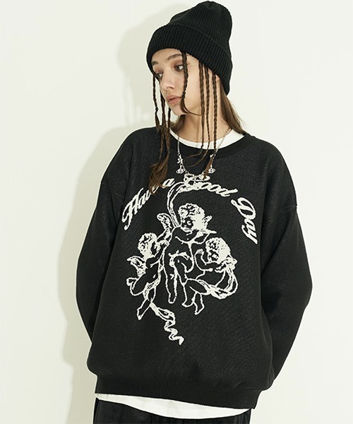 HARSH AND CRUEL(ハーシュアンドクルーエル)の「グラフィック刺繍 ニットセーター HC21AW06【Harsh and Cruel】(ニット/セーター・メンズ・ブラック/ホワイト・L/M/XL/S)」の12枚目の写真