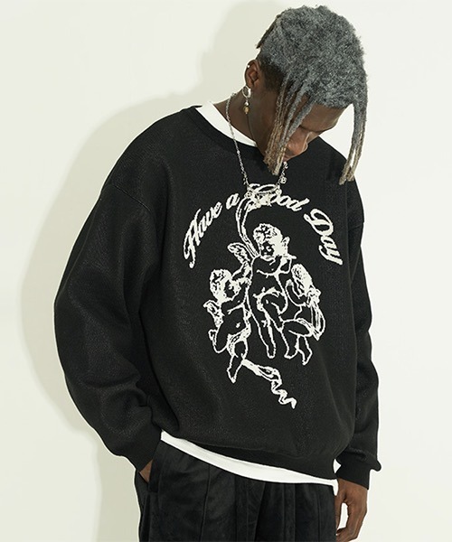 HARSH AND CRUEL(ハーシュアンドクルーエル)の「グラフィック刺繍 ニットセーター HC21AW06【Harsh and Cruel】(ニット/セーター・メンズ・ブラック/ホワイト・L/M/XL/S)」の9枚目の写真