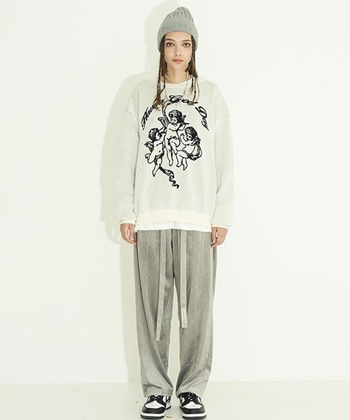 HARSH AND CRUEL(ハーシュアンドクルーエル)の「グラフィック刺繍 ニットセーター HC21AW06【Harsh and Cruel】(ニット/セーター・メンズ・ブラック/ホワイト・L/M/XL/S)」の8枚目の写真