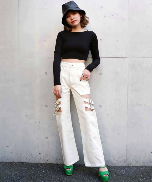 SPIRALGIRL（スパイラルガール）の「サイドオープンベルトデニム