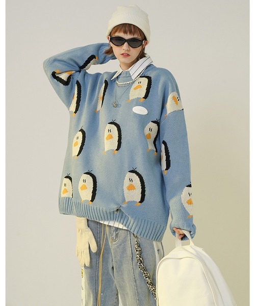 MAMC(エムエーエムシー)の「A'GEM/9 × .kom『MAMC/エムエーエムシー』キャラクター総柄デザイン ニットセーター(ニット/セーター・メンズ・グレー/ブルー・L)」の14枚目の写真