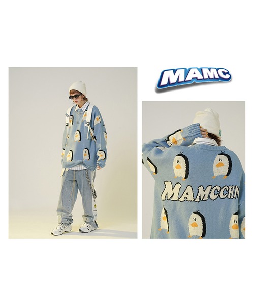 MAMC(エムエーエムシー)の「A'GEM/9 × .kom『MAMC/エムエーエムシー』キャラクター総柄デザイン ニットセーター(ニット/セーター・メンズ・グレー/ブルー・L)」の11枚目の写真