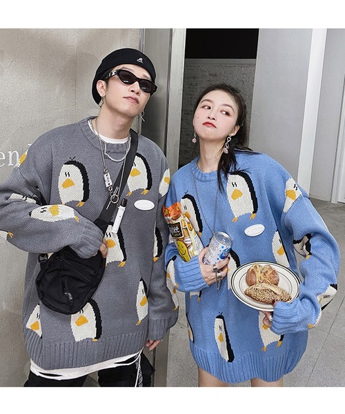 MAMC(エムエーエムシー)の「A'GEM/9 × .kom『MAMC/エムエーエムシー』キャラクター総柄デザイン ニットセーター(ニット/セーター・メンズ・グレー/ブルー・L)」の17枚目の写真