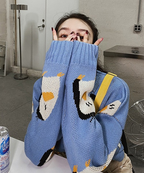 MAMC(エムエーエムシー)の「A'GEM/9 × .kom『MAMC/エムエーエムシー』キャラクター総柄デザイン ニットセーター(ニット/セーター・メンズ・グレー/ブルー・L)」の16枚目の写真