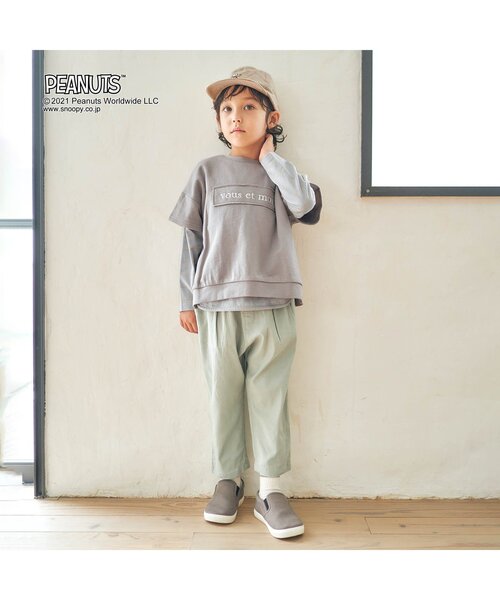 apres les cours（アプレレクール）の「/アップリケロゴ2PセットTシャツ（Tシャツ/カットソー・キッズ・ベージュ/グレー・90/100/110/120/80/130/140）」の6枚目の写真