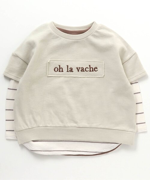 apres les cours（アプレレクール）の「/アップリケロゴ2PセットTシャツ（Tシャツ/カットソー・キッズ・ベージュ/グレー・90/100/110/120/80/130/140）」の14枚目の写真