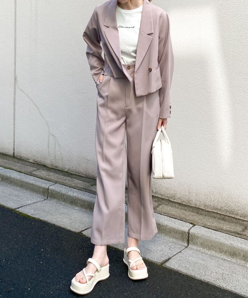 archives(アルシーヴ)の「【setupにも】タックストレートパンツ(その他パンツ・レディース・ブラック/オレンジ/アイボリー/ラベンダー/グリーン系その他・MEDIUM)」の4枚目の写真