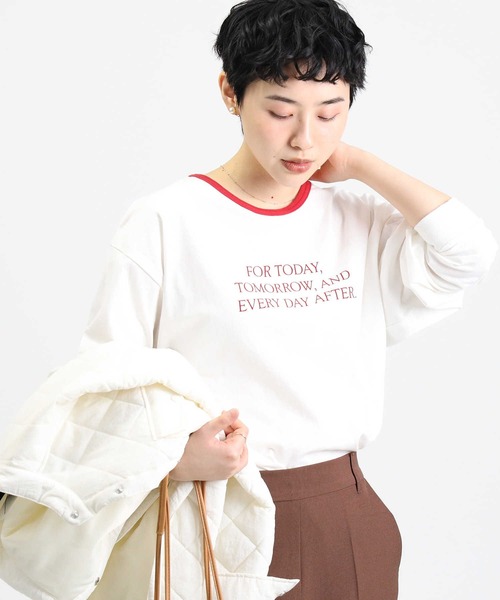 Right-on（ライトオン）の「【HONEYSUCKLE ROSE】リンガープリントロンＴ（Tシャツ/カットソー・レディース・レッド/ネイビー・M/L）」の2枚目の写真