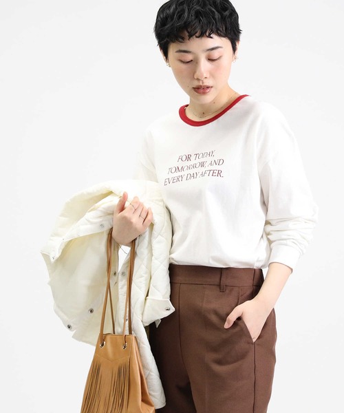 Right-on（ライトオン）の「【HONEYSUCKLE ROSE】リンガープリントロンＴ（Tシャツ/カットソー・レディース・レッド/ネイビー・M/L）」の9枚目の写真