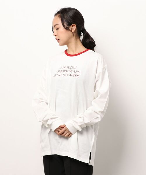 Right-on（ライトオン）の「【HONEYSUCKLE ROSE】リンガープリントロンＴ（Tシャツ/カットソー・レディース・レッド/ネイビー・M/L）」の17枚目の写真