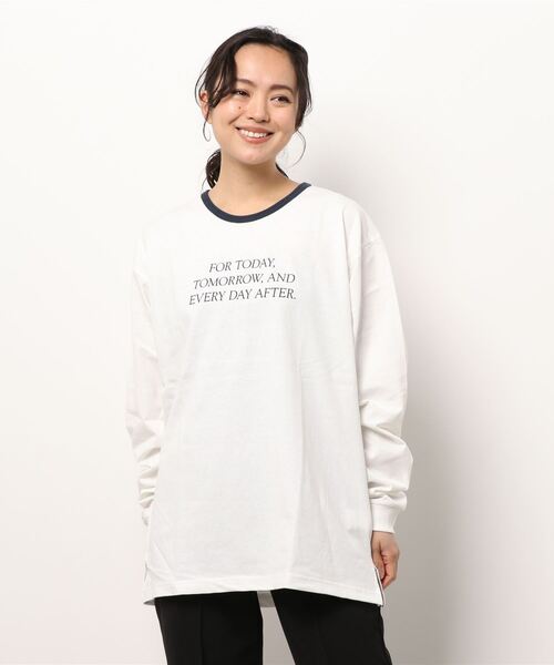 Right-on（ライトオン）の「【HONEYSUCKLE ROSE】リンガープリントロンＴ（Tシャツ/カットソー・レディース・レッド/ネイビー・M/L）」の16枚目の写真