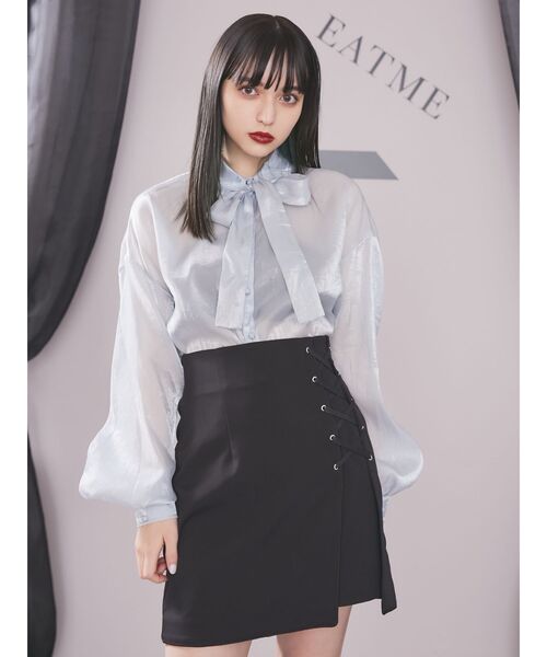 EATME（イートミー）の「BIGリボンシアーブラウス（シャツ/ブラウス・レディース・ブラック/ピンク/ブルー・FREE）」の5枚目の写真