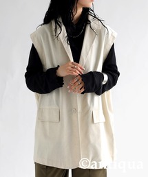 テーラード襟コットンリネンベスト