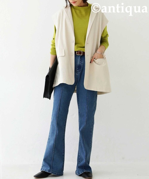 antiqua（アンティカ）の「テーラード襟コットンリネンベスト（テーラードジャケット・レディース・ブラック/ブルー/ナチュラル・FREE）」の14枚目の写真