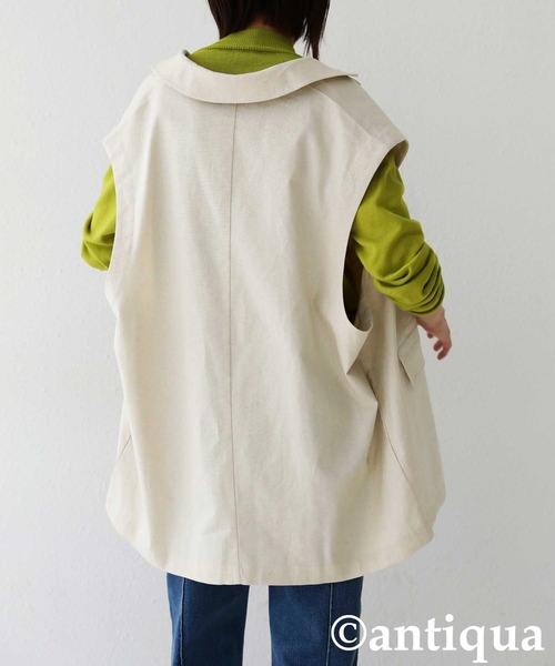 antiqua（アンティカ）の「テーラード襟コットンリネンベスト（テーラードジャケット・レディース・ブラック/ブルー/ナチュラル・FREE）」の17枚目の写真