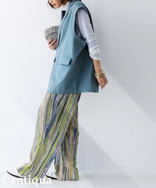 antiqua（アンティカ）の「テーラード襟コットンリネンベスト（テーラードジャケット・レディース・ブラック/ブルー/ナチュラル・FREE）」の22枚目の写真