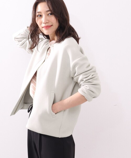 DRESKIP（ドレスキップ）の「◆もちもちダンボールニットジップジャケット（ブルゾン・レディース・ライトグレー/ブラック/オフホワイト・02/03/04）」の3枚目の写真