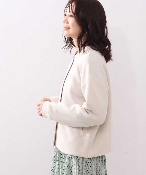 DRESKIP（ドレスキップ）の「◆もちもちダンボールニットジップジャケット（ブルゾン・レディース・ライトグレー/ブラック/オフホワイト・02/03/04）」の5枚目の写真