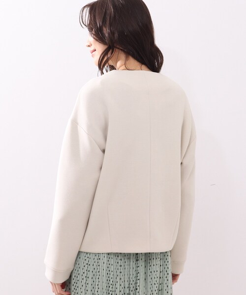 DRESKIP（ドレスキップ）の「◆もちもちダンボールニットジップジャケット（ブルゾン・レディース・ライトグレー/ブラック/オフホワイト・02/03/04）」の6枚目の写真