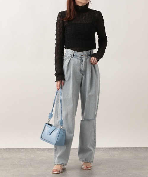 Heather(ヘザー)の「ウネウネシアーカットソー 276040(Tシャツ/カットソー・レディース・ブラック/オレンジ/アイボリー/グリーン/ピンク/チェリーピンク・FREE)」の22枚目の写真