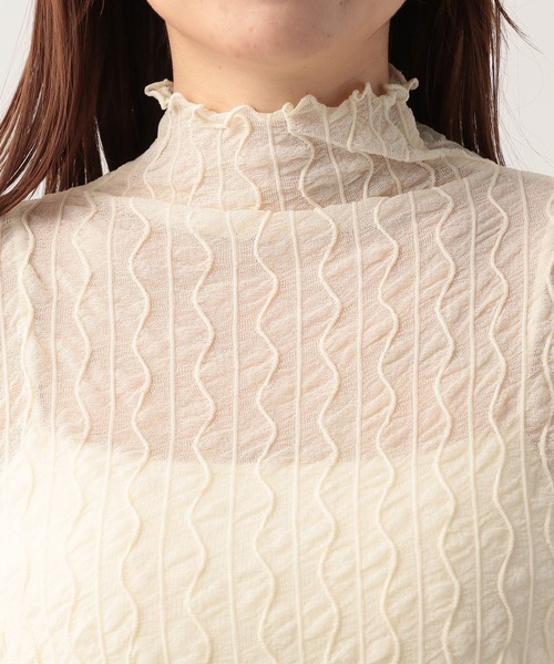 Heather(ヘザー)の「ウネウネシアーカットソー 276040(Tシャツ/カットソー・レディース・ブラック/オレンジ/アイボリー/グリーン/ピンク/チェリーピンク・FREE)」の21枚目の写真