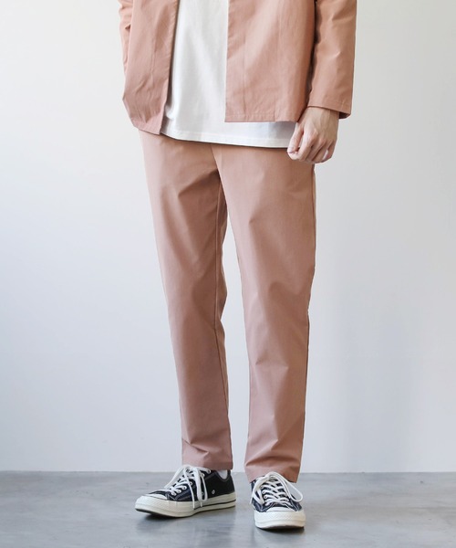 抗菌防臭付きノーカラーカーデジャケット&テーパードパンツセットアップ